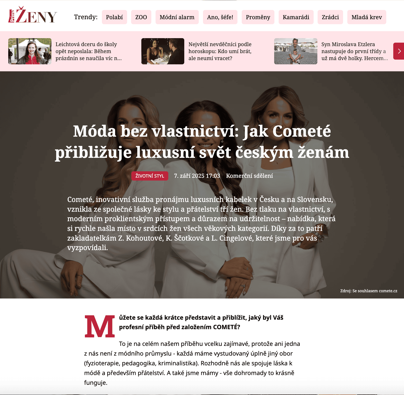 Článek Ženy Prima, Září 2025