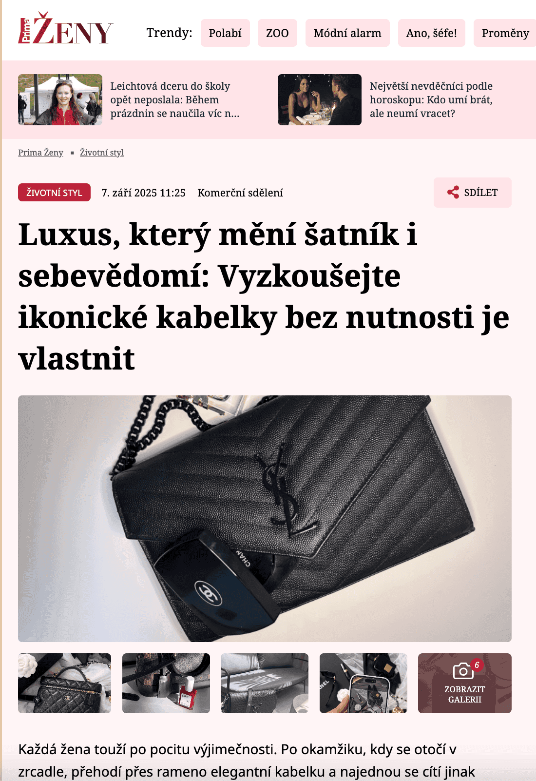 Článek Ženy Prima, Září 2025