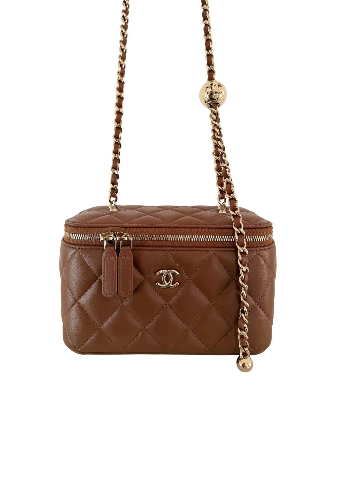 Chanel Vanity a chaine in lambskin - brown
