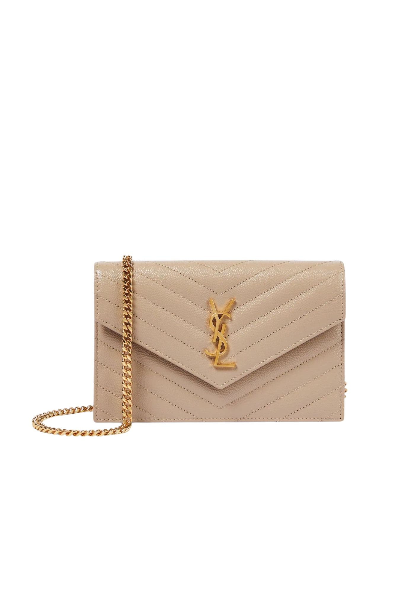 Cassandre Envelope Chain Wallet Poudre Gold YSL