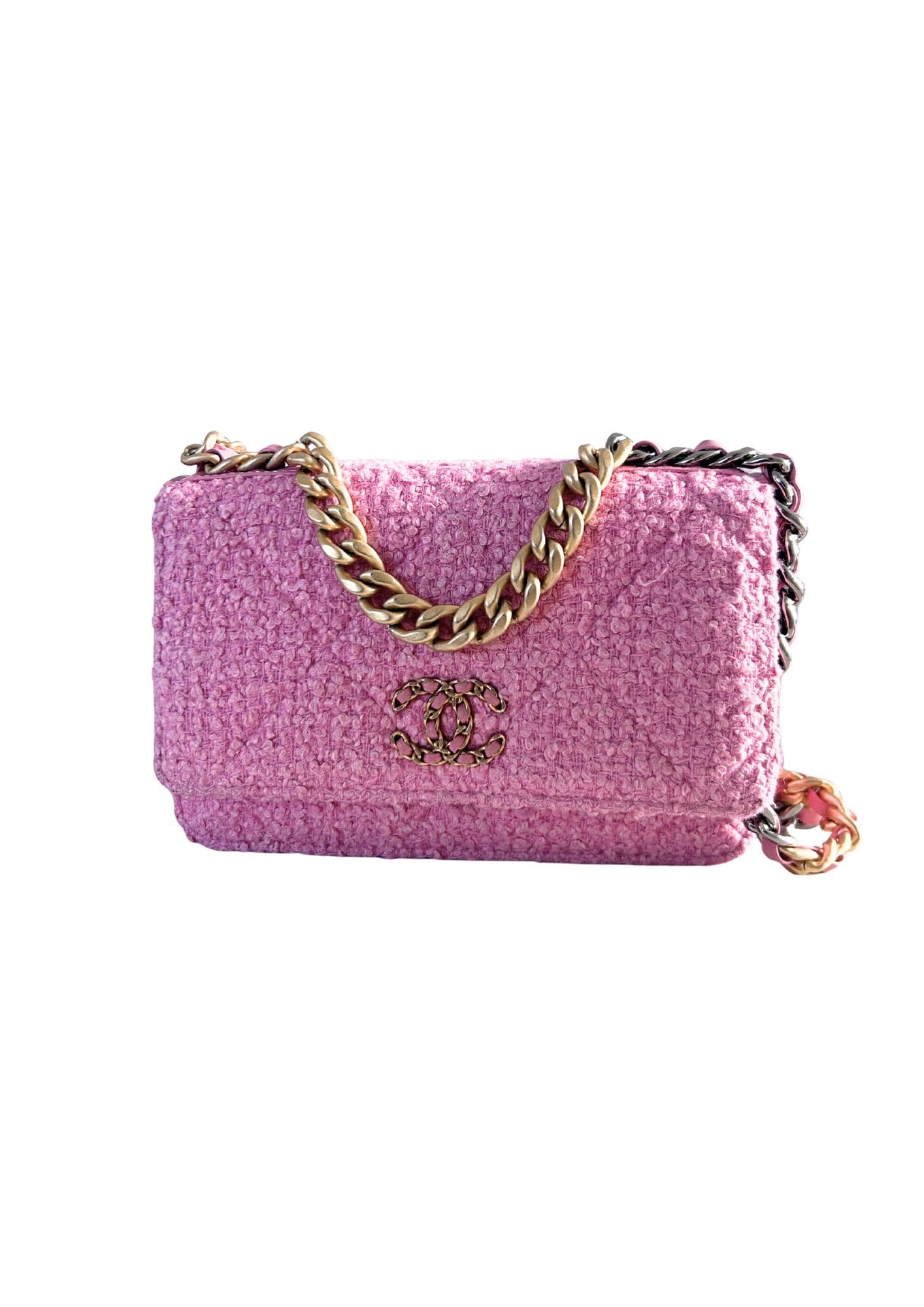 Chanel Tweed wallet on chain rose